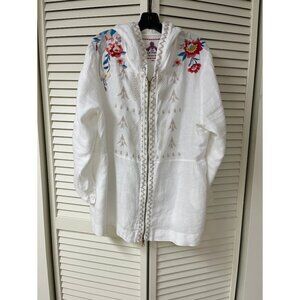 Johnny Was JW Los Angeles Linen Dress Jacket Top 1X 16 18 XXL